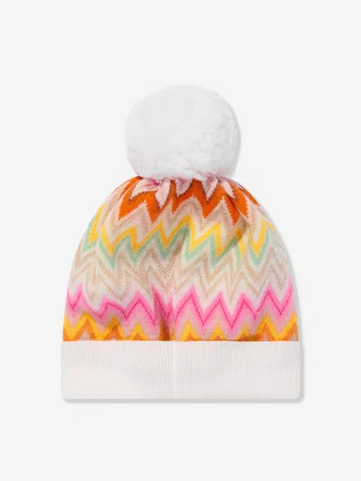 Missoni Girls Zigzag Bobble Hat In Multicoloured