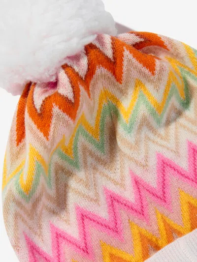 Missoni Girls Zigzag Bobble Hat In Multicoloured