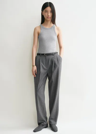Totême Grey Tank Top With U Neckline In Ribbed Cotton Woman In Grey Melange