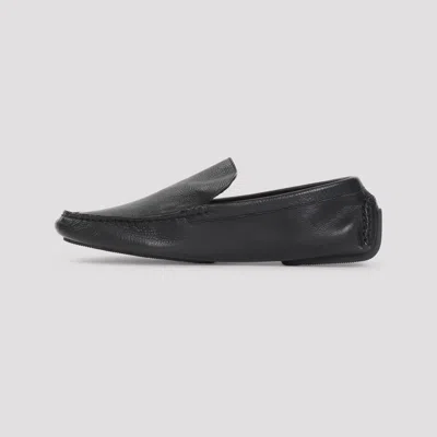 The Row Lucca Leather Loafers In Black