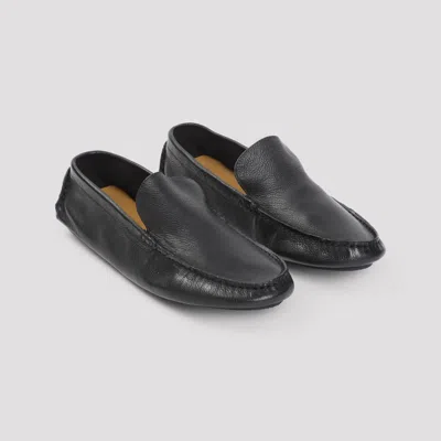 The Row Lucca Leather Loafers In Black