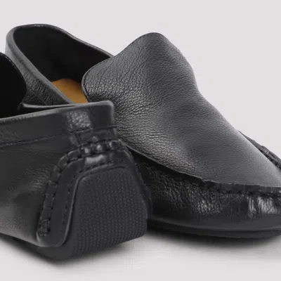 The Row Lucca Leather Loafers In Black