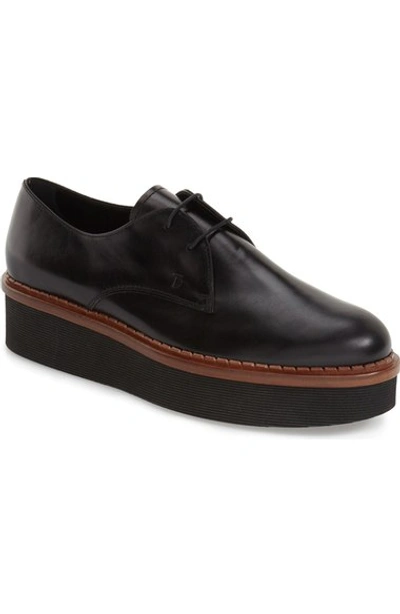 Tod's Light Sole Creeper Oxford (women) (nordstrom Exclusive Color) In Black Leather
