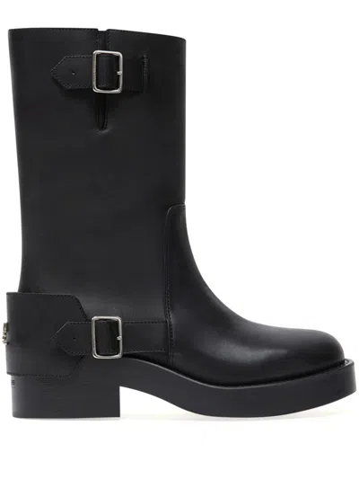 Shop Courrèges Americana Leather Boots In Black