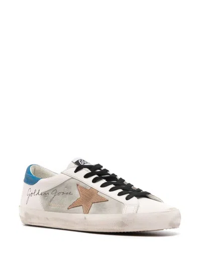 Shop Golden Goose Super Star Leather And Suede Upper Lizard Printed Star Nubuck Heel Shoes In White