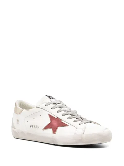 Shop Golden Goose Super Star Leather Upper And Star Laminated Heel Suede Spur With Metal Lettering Shoes In White