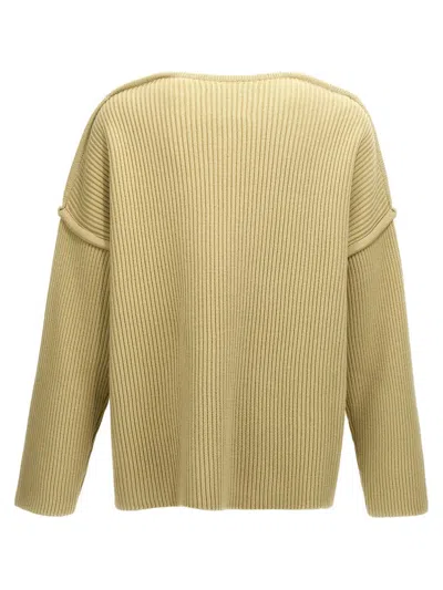 Jil Sander Geometric Neckline Sweater With Dropped Shoulders In Green