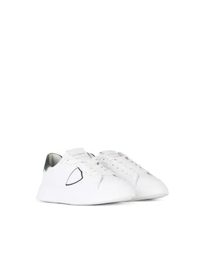 Shop Philippe Model 'temple' White Leather Sneakers