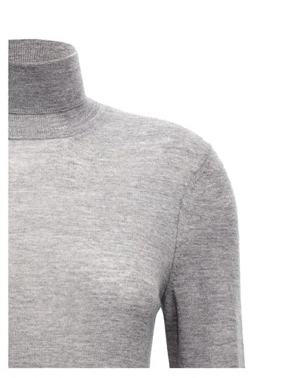 Shop Saint Laurent 'cassandre' Turtleneck Sweater In Gray