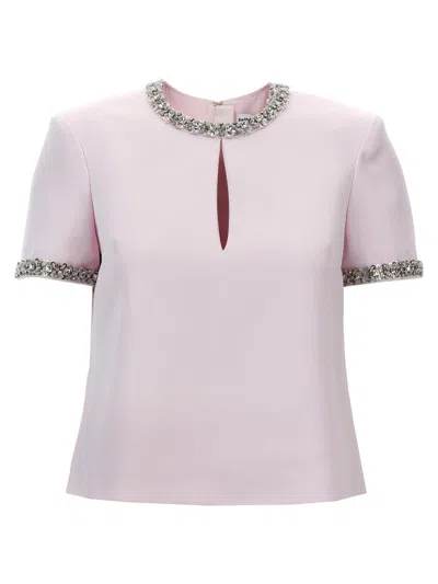 Shop Self-portrait 'pink Satin Embellished' Top