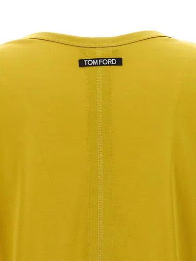 Tom Ford Relaxed Silk T-shirt With Crew Neck In Yellow