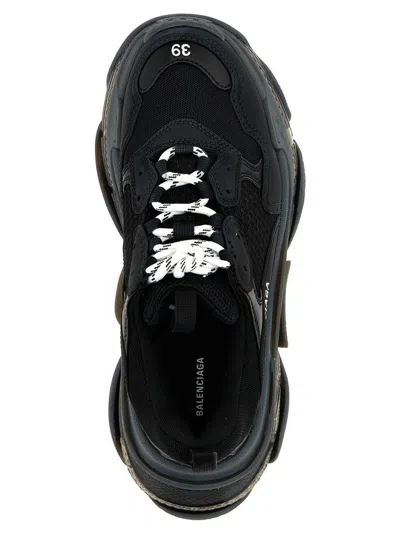 Shop Balenciaga 'triple S Clear Sole' Sneakers In Black