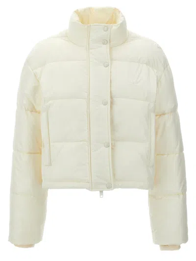 Courrèges Cropped High Collar Quilted Jacket In White