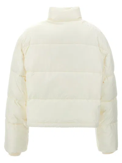Courrèges Cropped High Collar Quilted Jacket In White