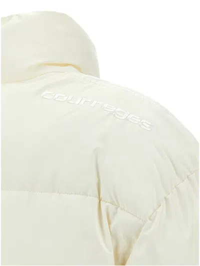 Courrèges Cropped High Collar Quilted Jacket In White