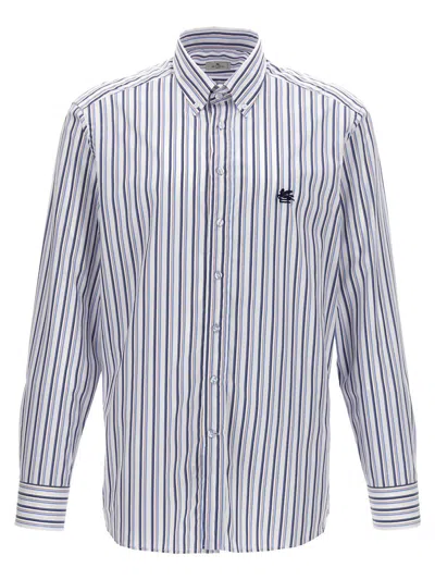 Shop Etro Logo Embroidery Shirt In Multicolor