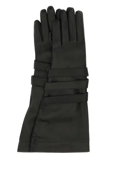 Saint Laurent Premium Leather Gloves For Women In Black