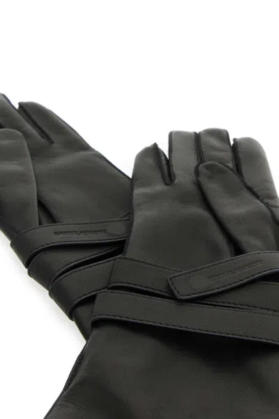 Saint Laurent Premium Leather Gloves For Women In Black