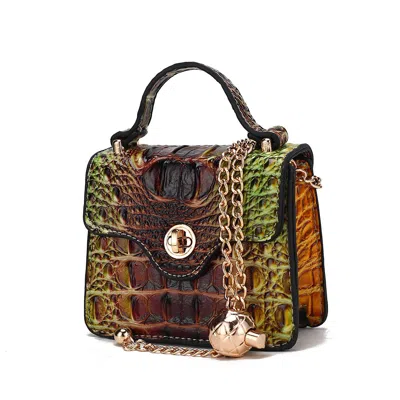 Mkf Collection By Mia K River Gradient Rainbow Faux Crocodile-embossed Vegan Leather Women's Mini Crossbody Bag By Mia K In Green