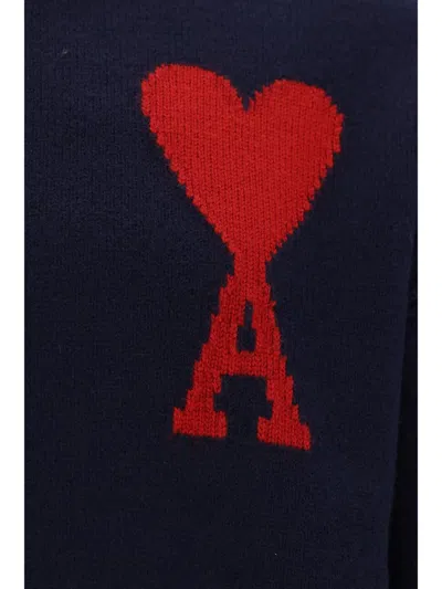 Shop Ami Alexandre Mattiussi Ami Paris Knitwear In Navy/red