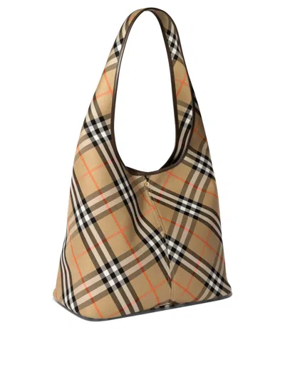 Shop Burberry Check Large Shoulder Bags In Brown