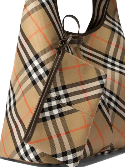 Shop Burberry Check Large Shoulder Bags In Brown