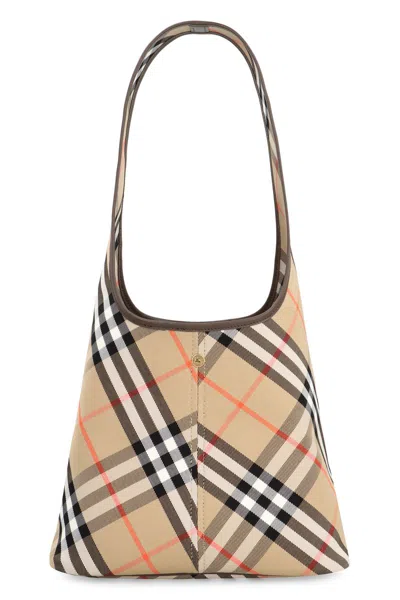 Shop Burberry Small Check Shoulder Bag In Beige