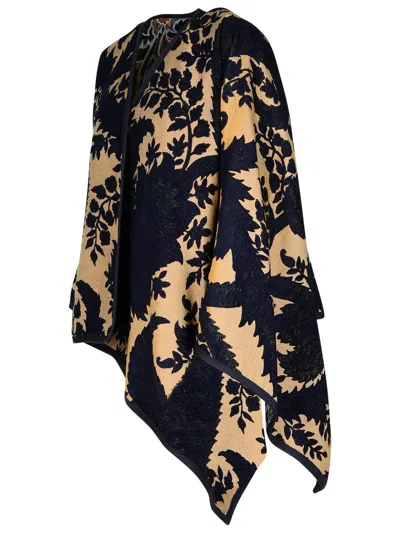 Shop Etro Jacquard Cape In Blue