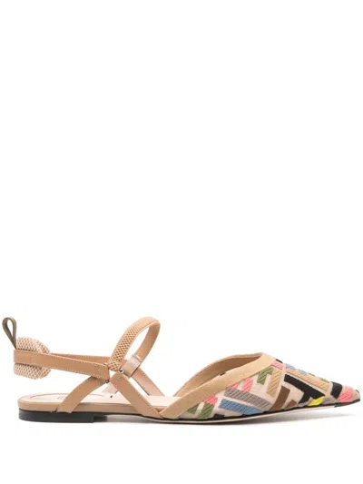 Shop Fendi Colibrì Lite Slingback Ballets In Multicolour