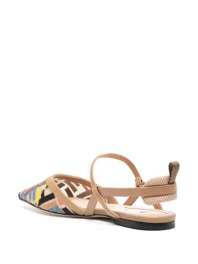 Shop Fendi Colibrì Lite Slingback Ballets In Multicolour