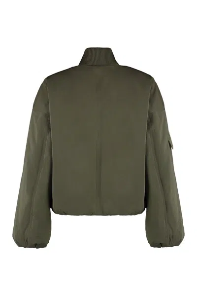 Shop Ganni Satin Bomber-jacket In Green