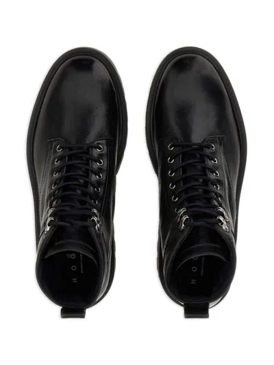 Hogan H673 Combact Boots Shoes In Black