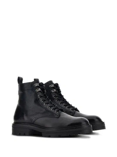 Hogan H673 Combact Boots Shoes In Black