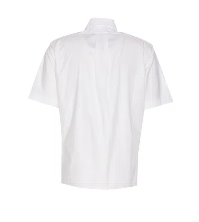 Marni Short Sleeves Cotton Poplin Shirt With Embroidered Chest Pocket In White