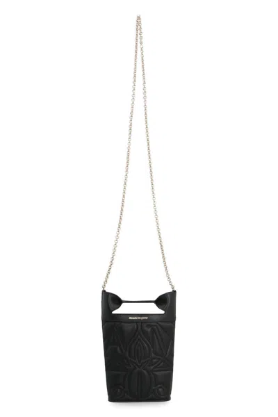 Shop Alexander Mcqueen The Bow Leather Mini Bag In Black