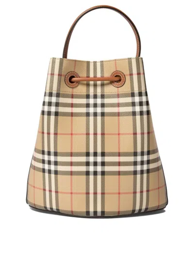 Shop Burberry "tb Small" Bucket Bag In Beige