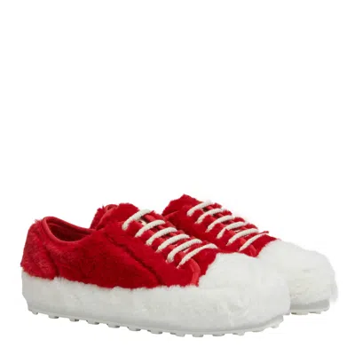 Marni Teddy Tennis Sneakers In Zo838 Red/white