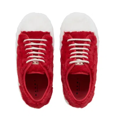 Marni Teddy Tennis Sneakers In Zo838 Red/white