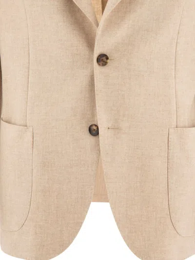 Lardini Single-breasted Wool Blend Blazer In Beige