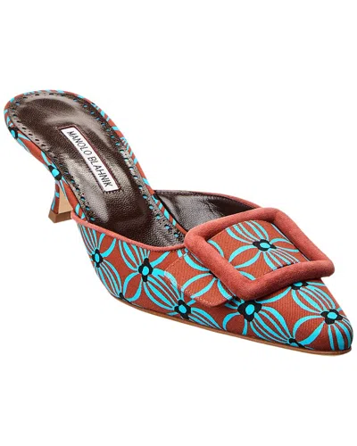 Manolo Blahnik Maysalebi 50 Canvas Mule In Multi