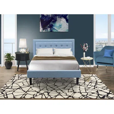 East West Furniture Fn11f-1go15 2-pc Platform Full Size Bed Set With 1 Bed Frame And A Night Stand For Bedrooms - Denim 