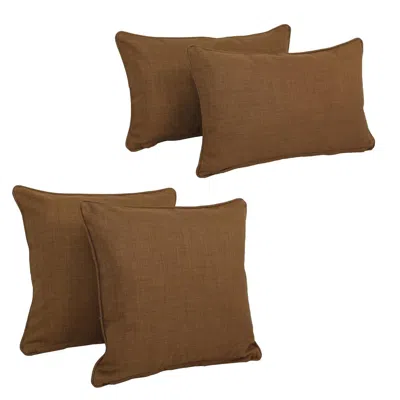 Blazing Needles Double-corded Solid Outdoor Spun Polyester Throw Pillows With Inserts (set Of 4), Mocha