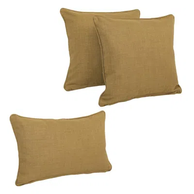Blazing Needles Double-corded Solid Outdoor Spun Polyester Throw Pillows With Inserts (set Of 3), Wheat