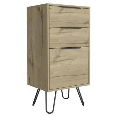 Depot E-shop Valerian Light Dresser- Countertop,three Drawers, Four Steel Legs-light Oak, For Bedroo
