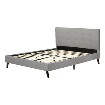 South Shore Furniture Dylane Upholstered Platform Bed And Headboard, Soft Gray