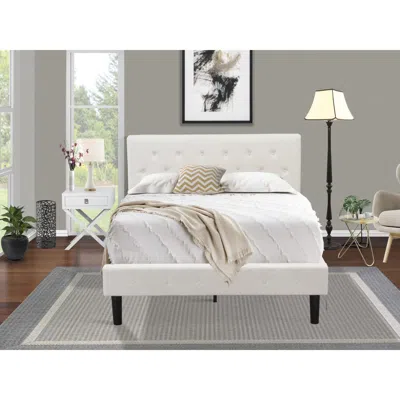 East West Furniture Nl19f-1ha14 2 Pc Full Bed Set - 1 Full Size Bed White Velvet Fabric Headboard And 1 Wood Nightstand 
