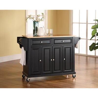 Crosley Furniture Full Size Wood Top Kitchen Cart Black/natural