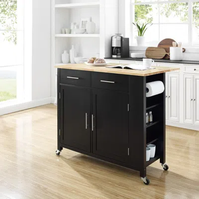 Crosley Furniture Savannah Wood Top Drop Leaf Kitchen Island/cart Black