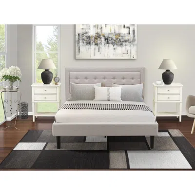 East West Furniture Fn08q-2vl0c 3-piece Platform Bedroom Set With 1 Queen Size Bed Frame And 2 Small End Tables - Mist B