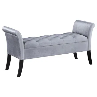 Coaster Farrah Upholstered Rolled Arms Storage Bench Silver And Black